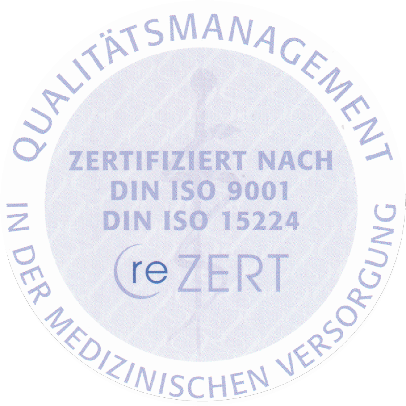 Unsere Praxis ist nach DIS ISO EN 9001:2008 und DIN ISO EN 15224 zertifiziert.